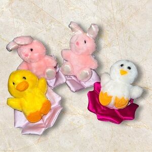 Vintage Very Rare Dakin 1983 Korea Small Easter Plush Set Of 4